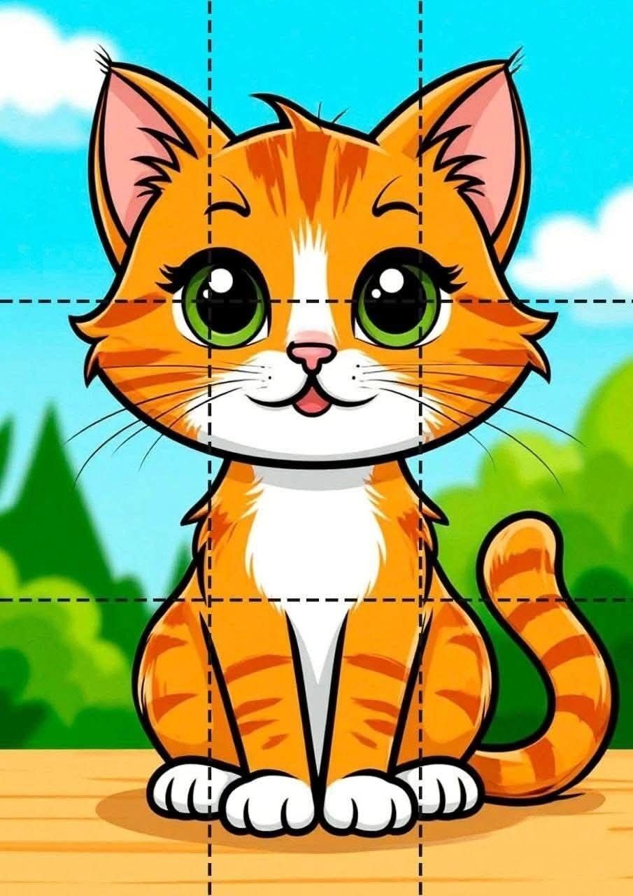 Quebra-Cabeça para Imprimir com Gato Laranja Divertido
