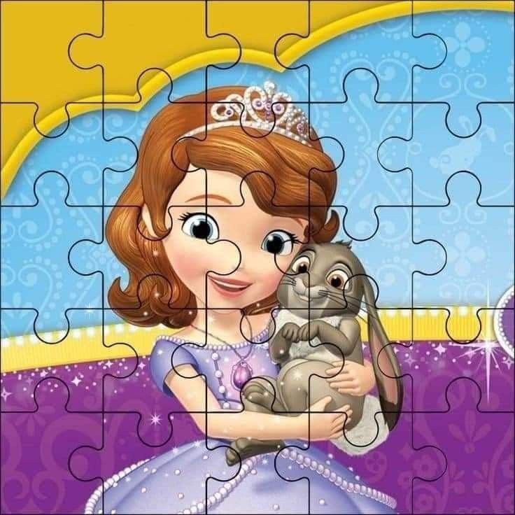 Quebra-cabeça para imprimir com menina e coelho