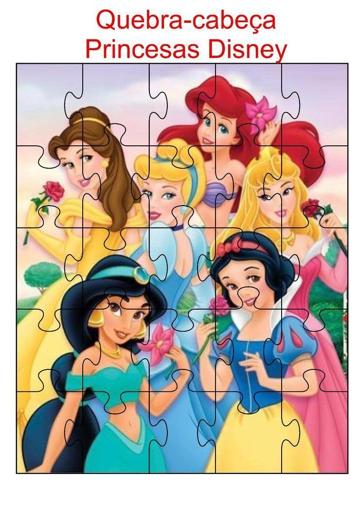 Quebra-Cabeça para Imprimir com Princesas Disney