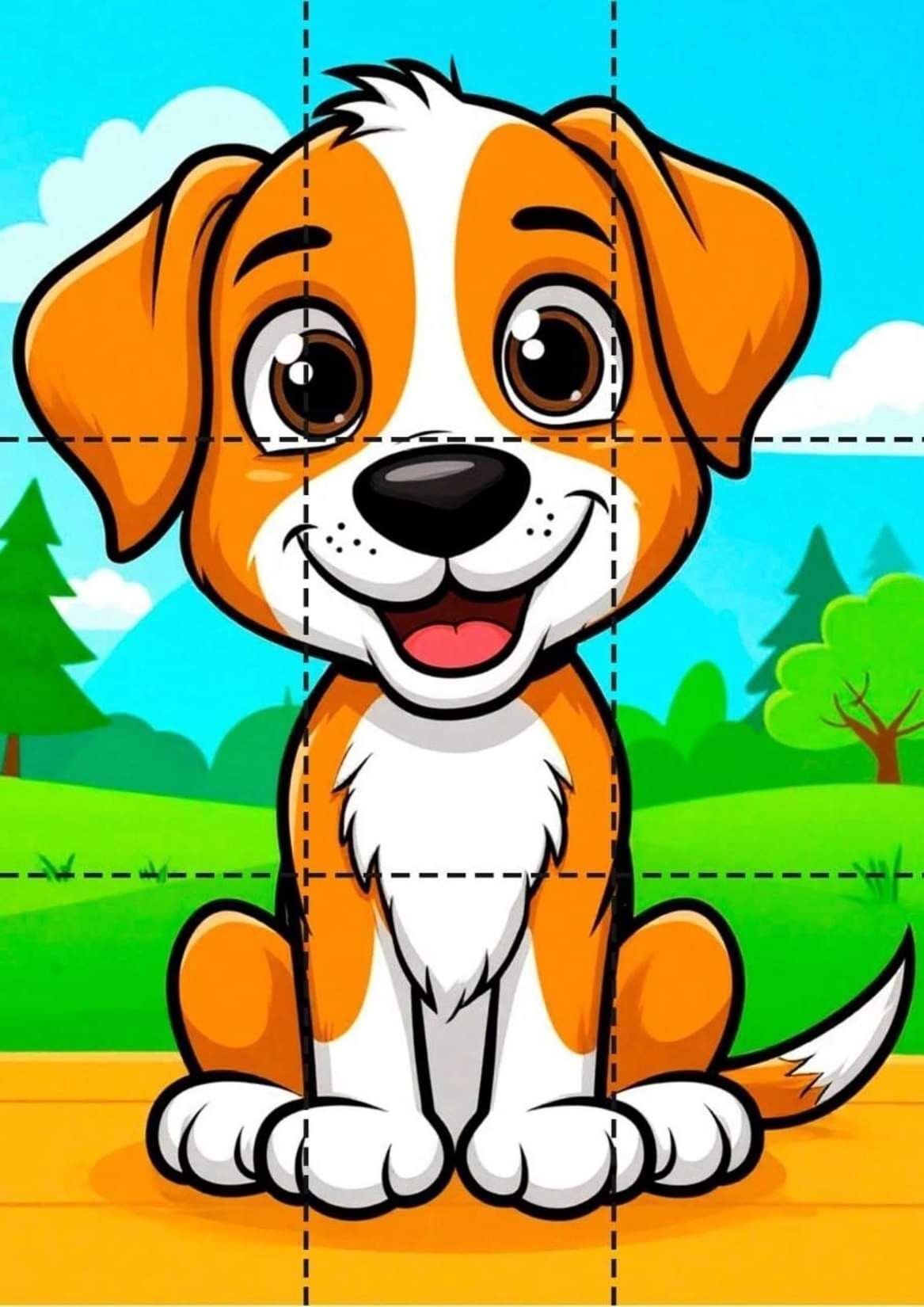 Quebra Cabeça para imprimir com tema de cachorro amigável