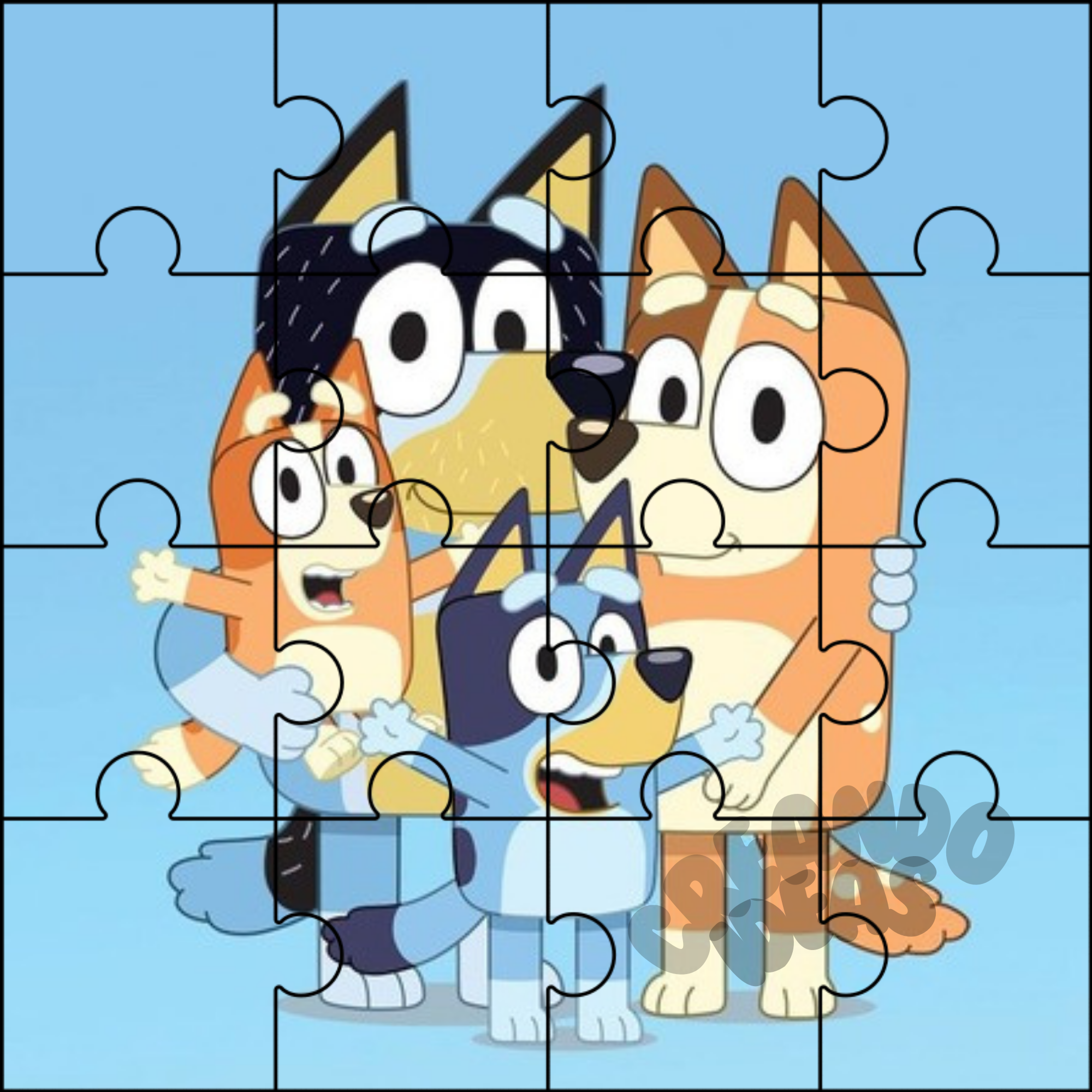 Quebra Cabeça para imprimir com tema de família de cães