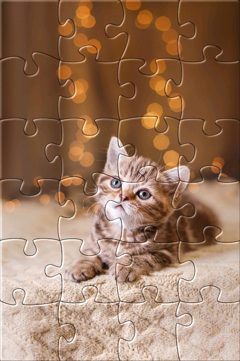 Quebra Cabeça para imprimir com tema de gatinho marrom