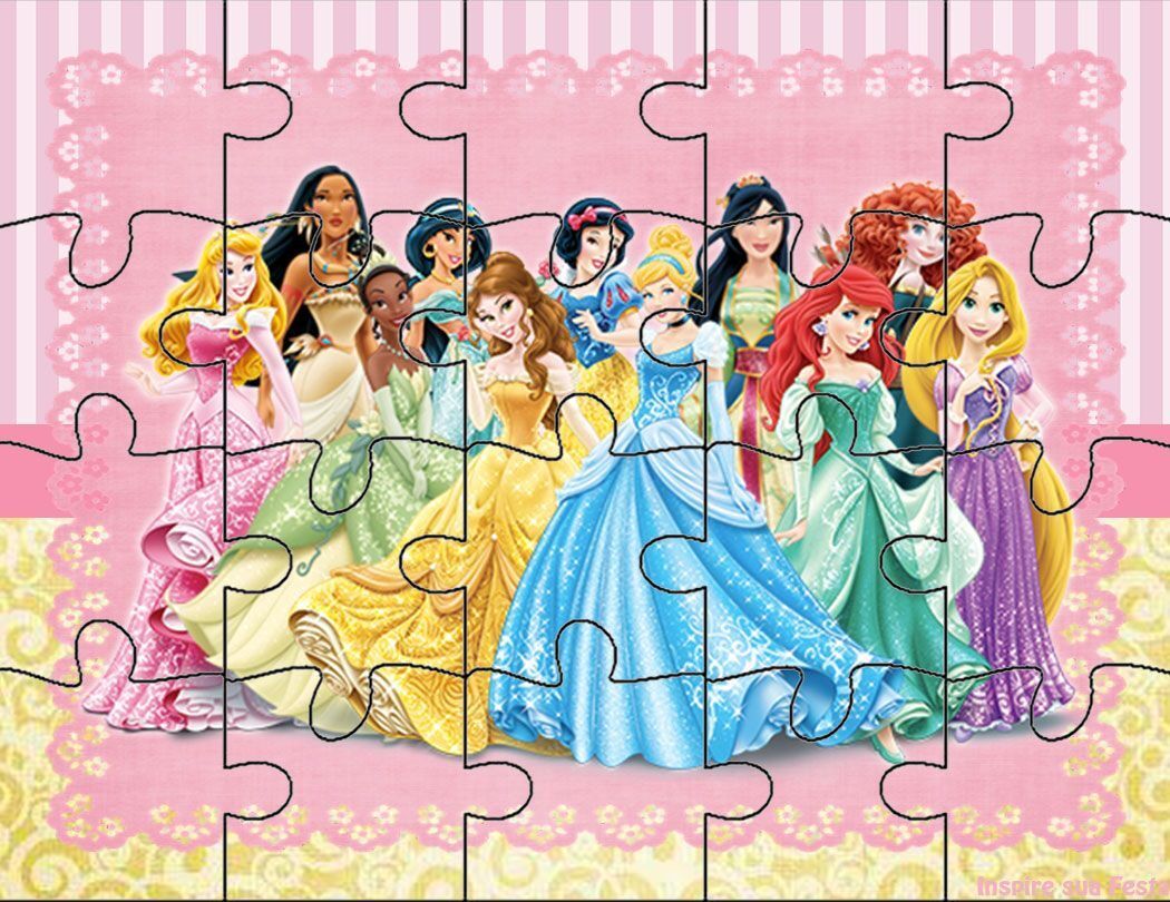 Quebra Cabeça para imprimir com tema de Princesas Coloridas