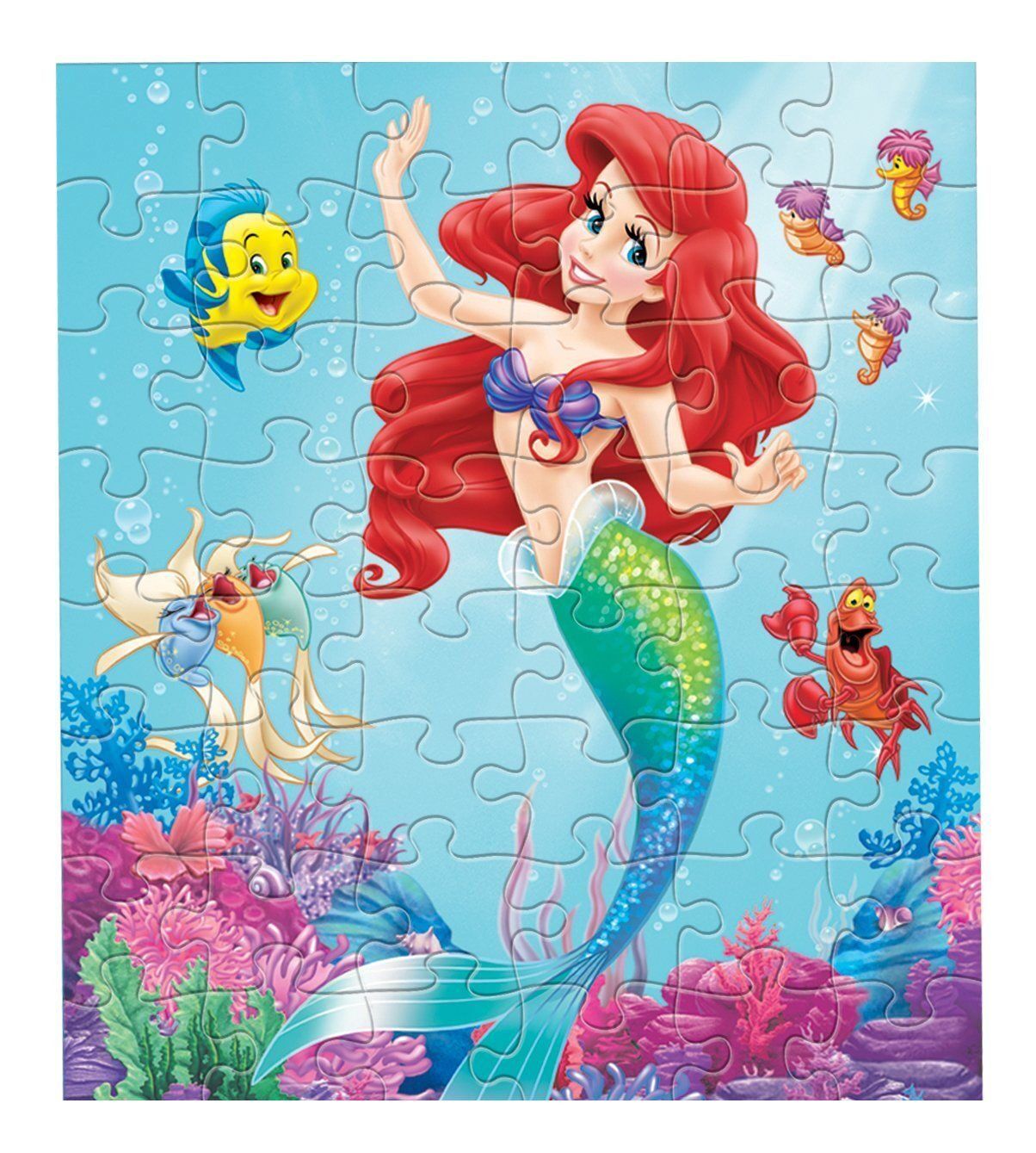 Quebra Cabeça para imprimir com tema de sereia colorida