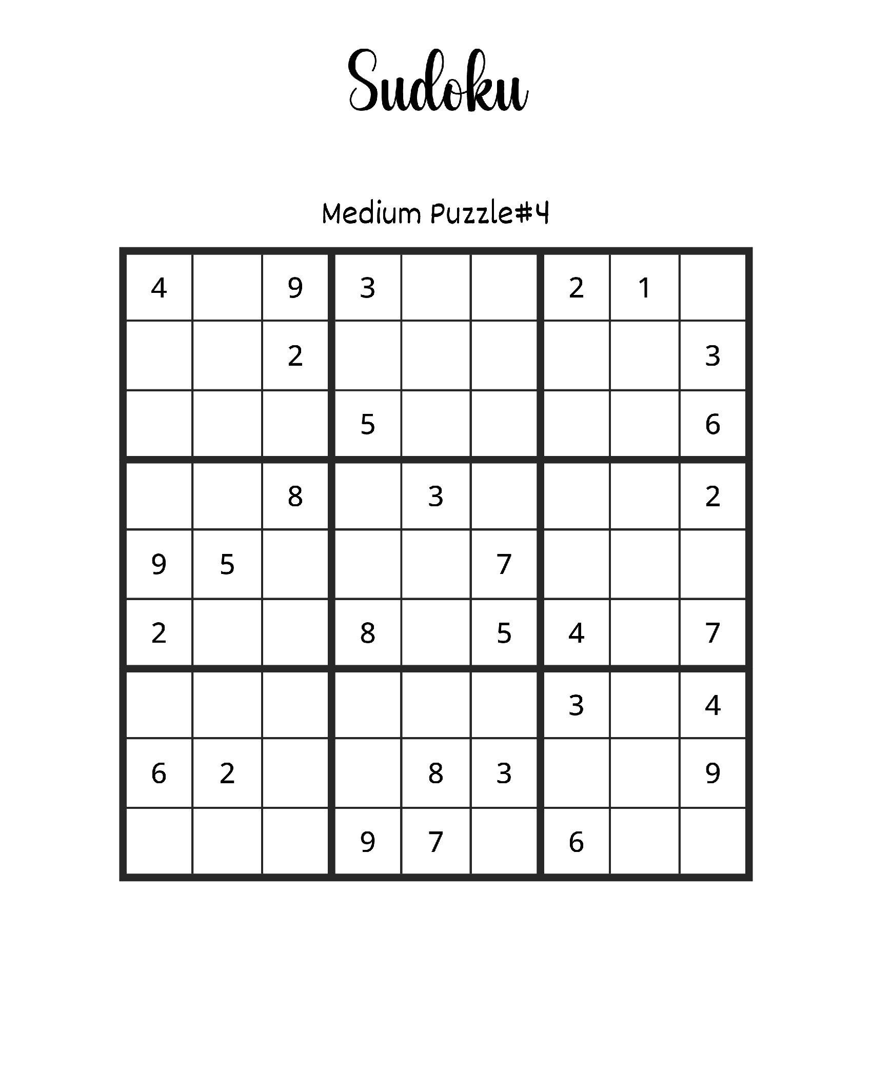 Quebra-Cabeça Sudoku Médio para Imprimir e Desafiar a Mente