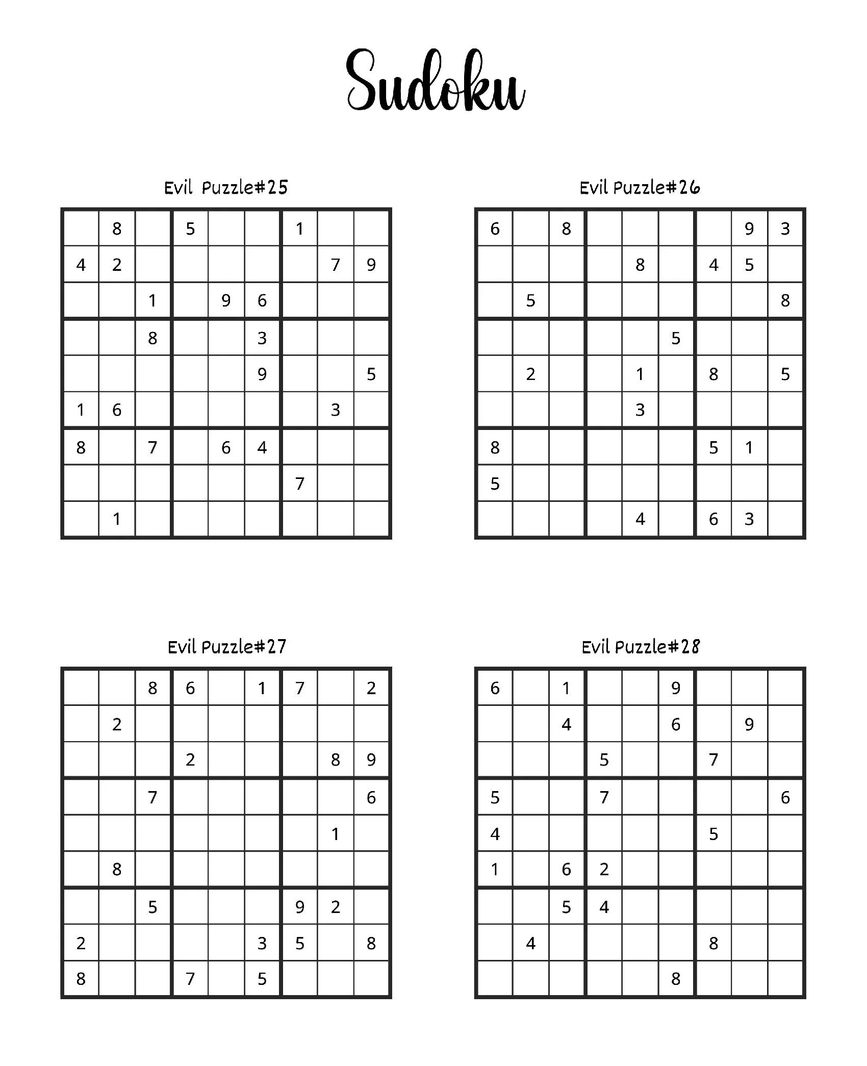 Quebra-cabeças de Sudoku para imprimir e desafiar sua mente