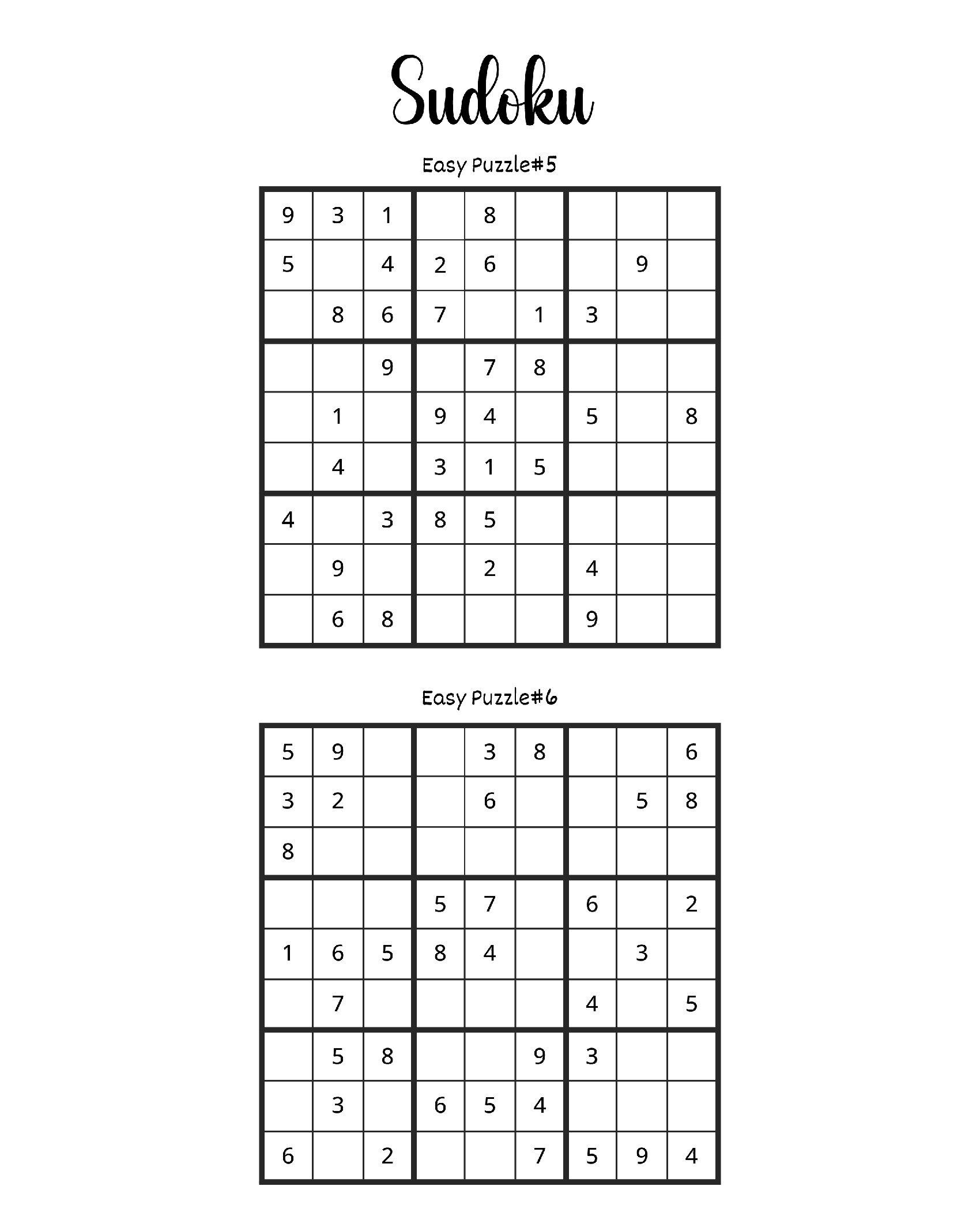 Quebra-cabeças de Sudoku para imprimir fácil e divertido