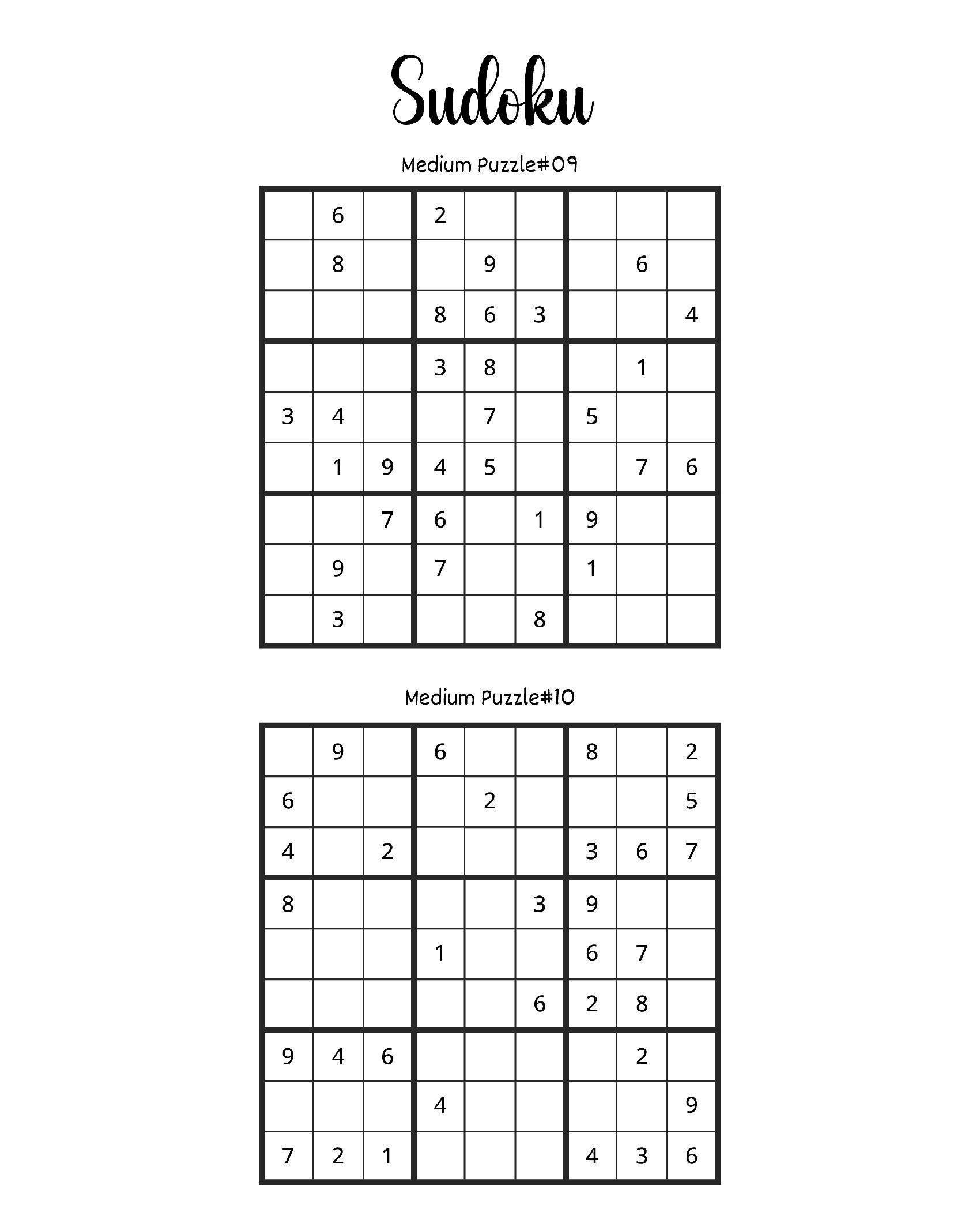 Quebra-cabeças Sudoku Médio para Imprimir e Desafiar sua Mente