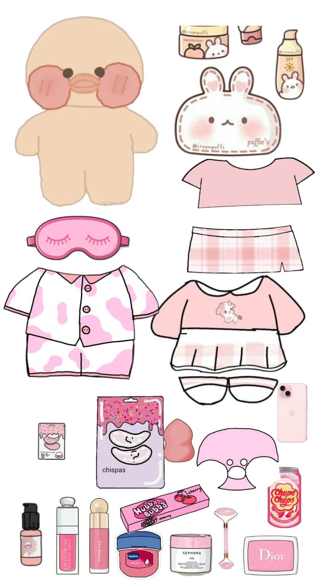 Recortes de Papel para Montar Pato e Acessórios Fofos