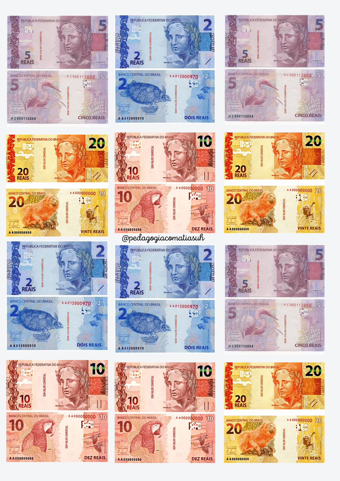 Réplicas de Notas de Dinheiro Brasileiro para Imprimir