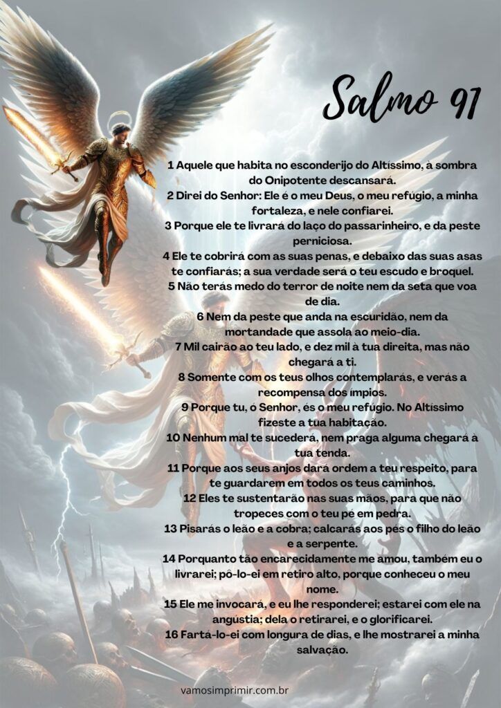 Salmo 91 completo para imprimir com luz celestial