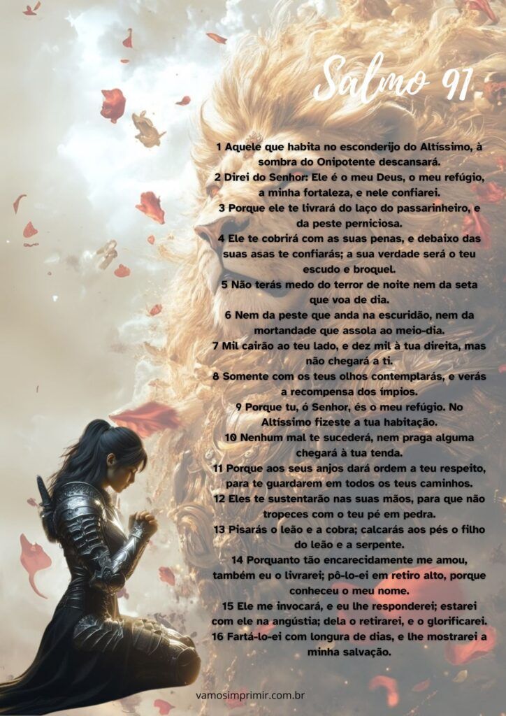 Salmo 91 para imprimir com letra grande e ilustração