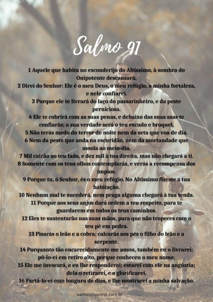 Salmo 91 para imprimir em formato grande e legível