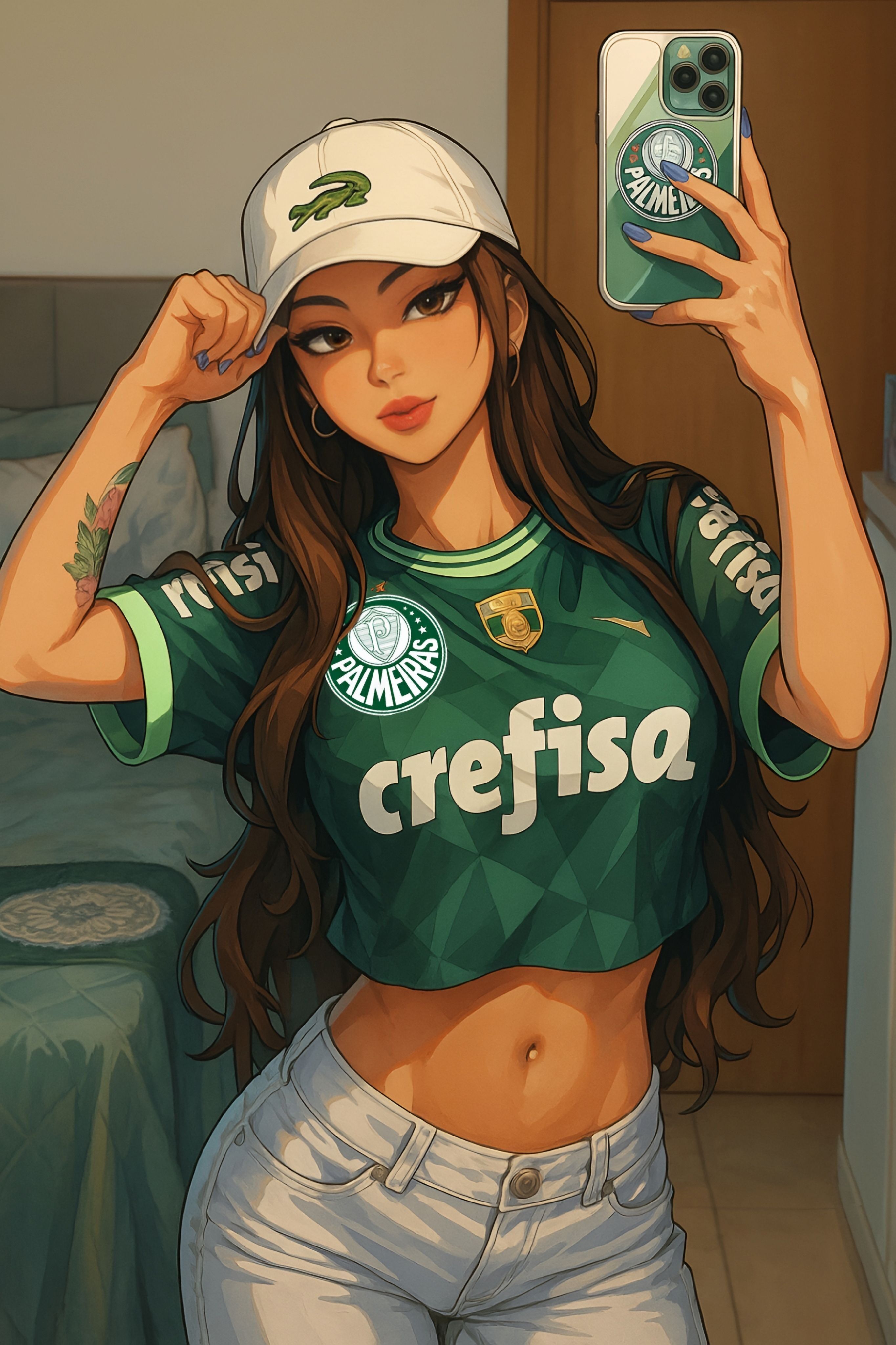 Selfie Feminina com Camisa do Palmeiras