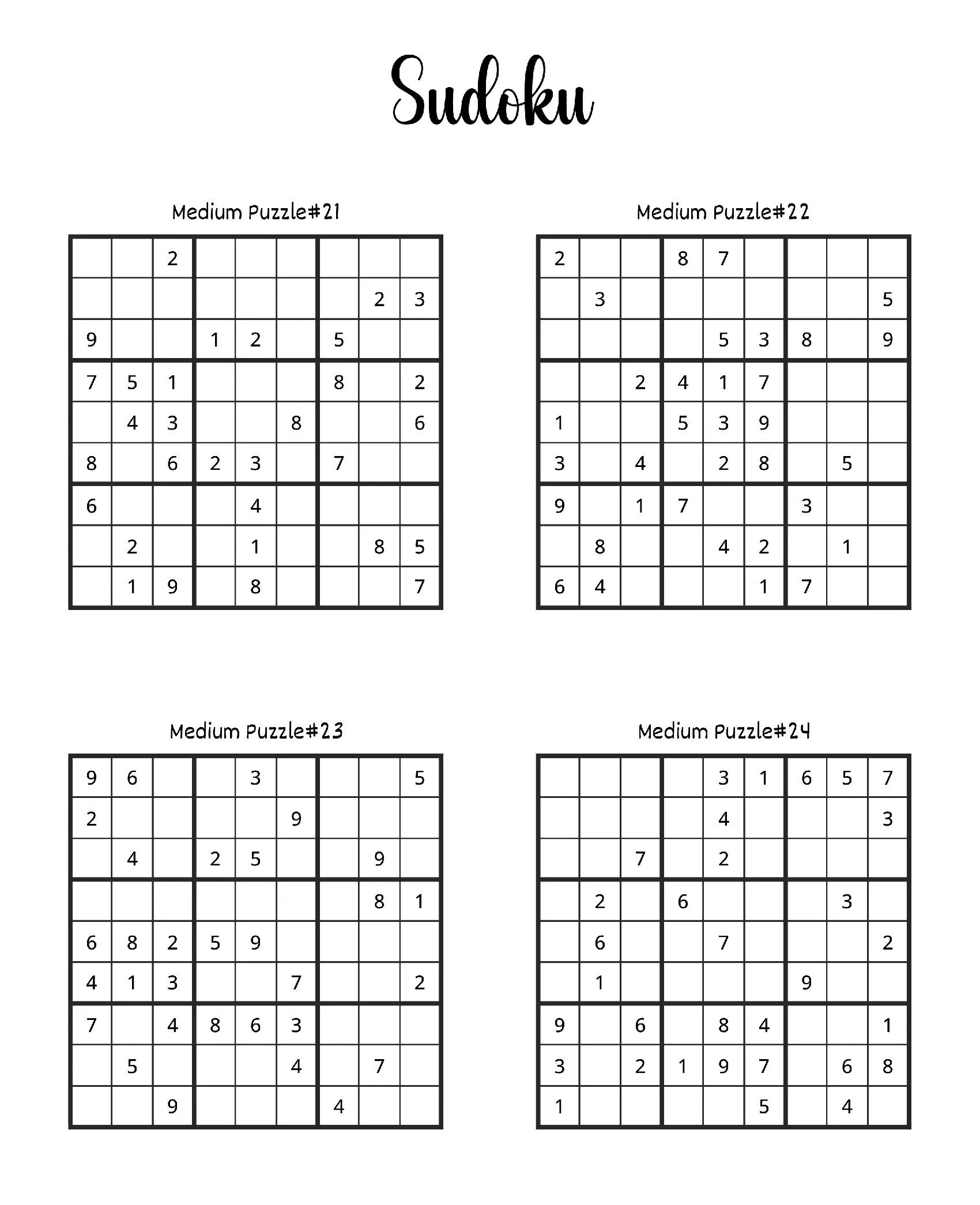 Sodoku para imprimir: 4 quebra-cabeças médios para diversão