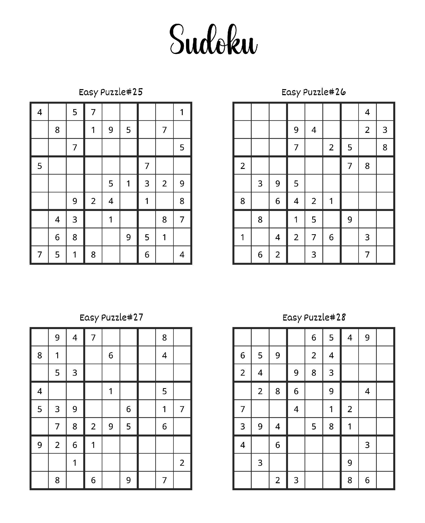 Sudoku para imprimir: 4 quebra-cabeças fáceis divertidos