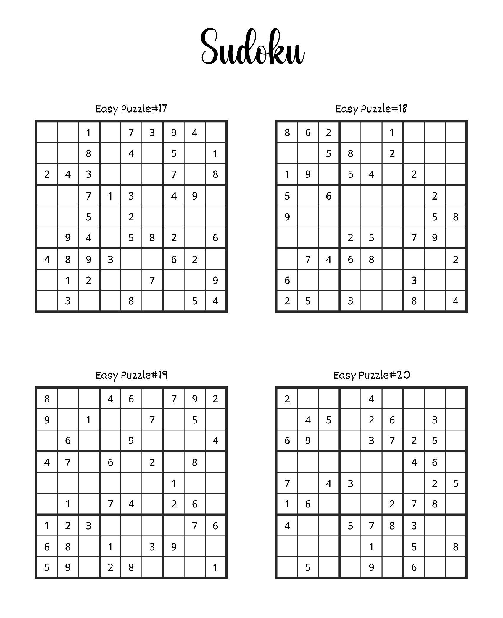 Sudoku para imprimir: 4 quebra-cabeças fáceis
