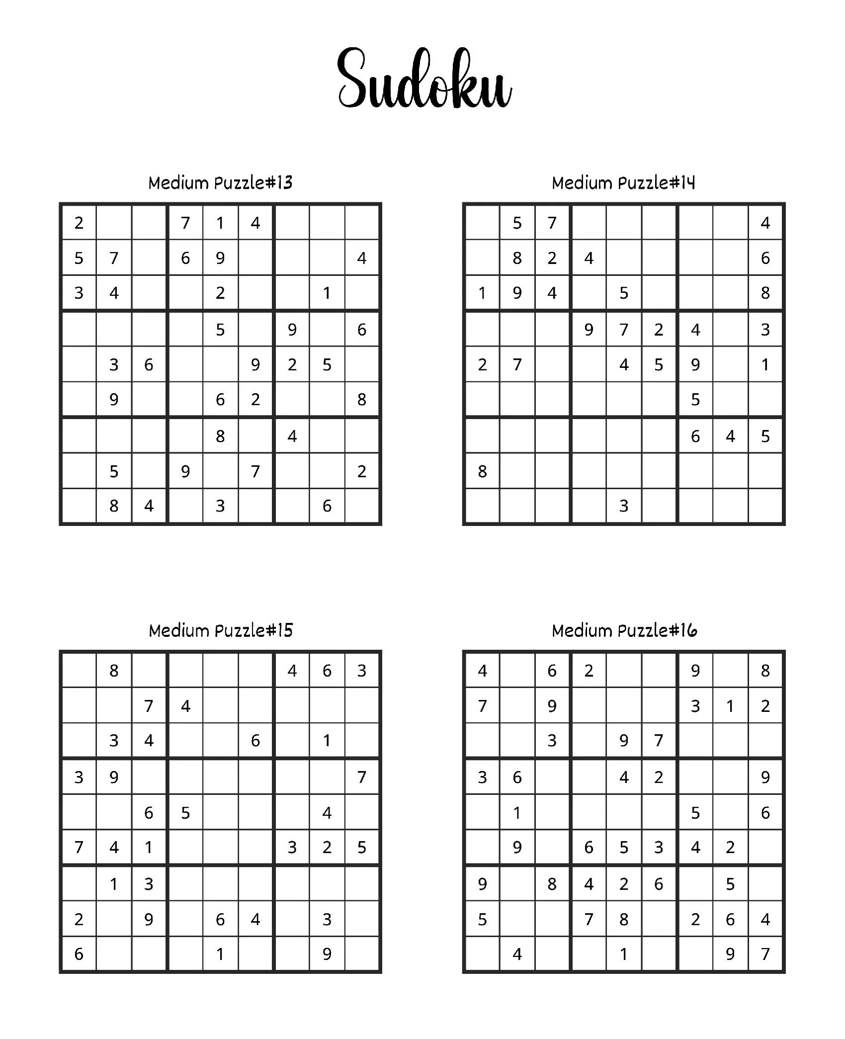 Sudoku para imprimir: Desafie-se com 4 puzzles médios