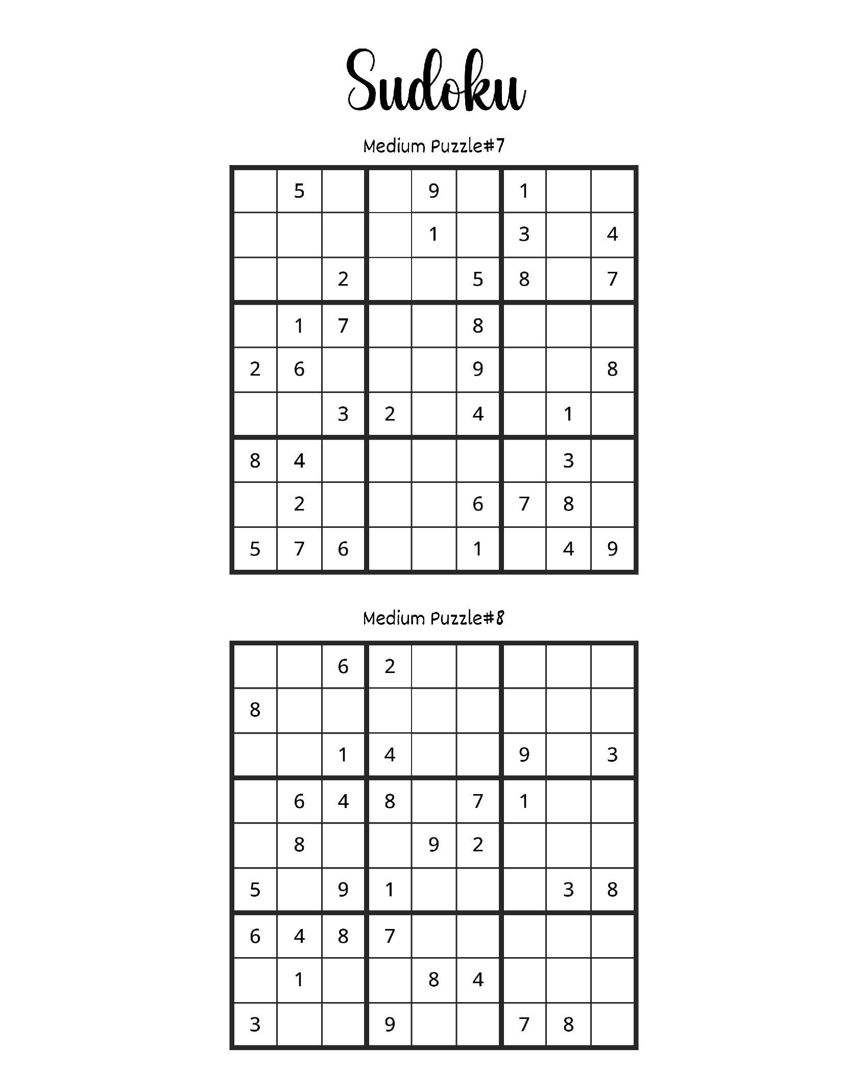 Sudoku para imprimir: Desafios Médios #7 e #8