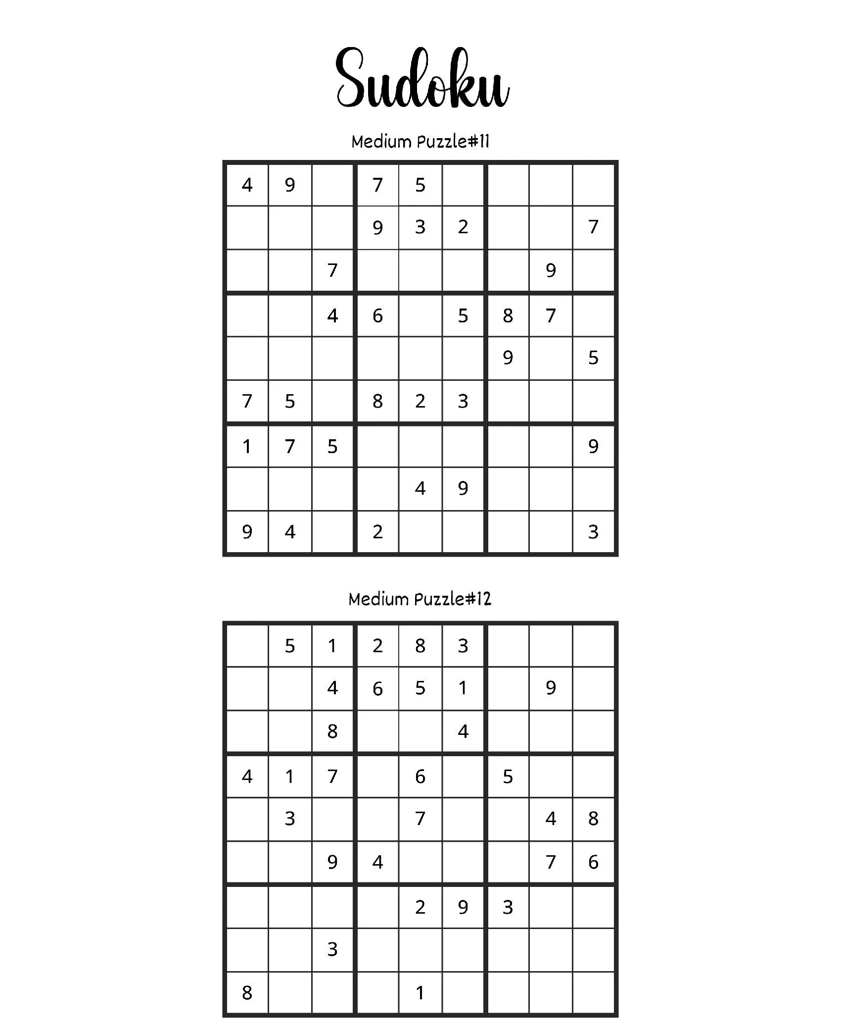 Sudoku para imprimir: desafios médios para se divertir