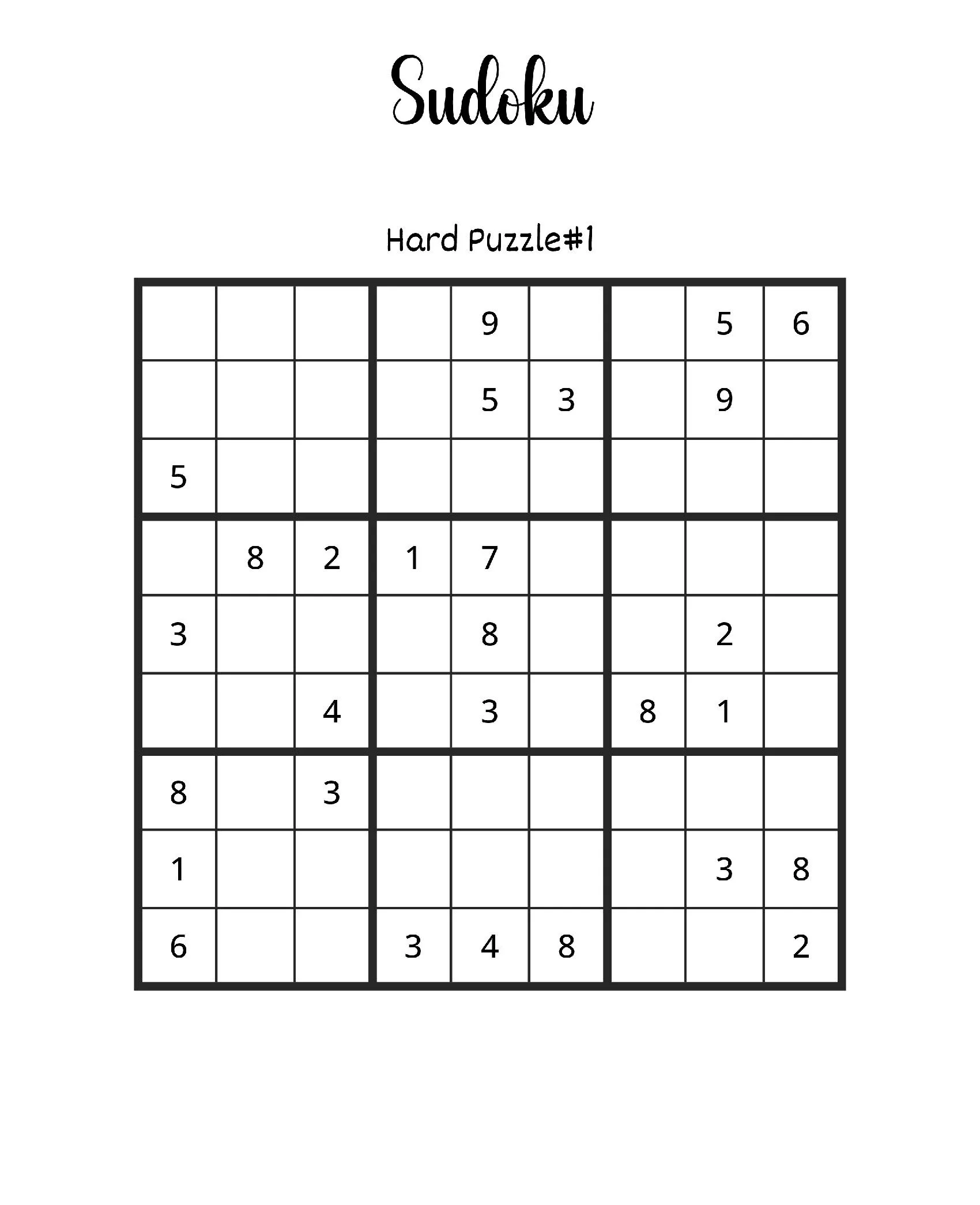 Sudoku para imprimir: Quebra-cabeça Difícil #1