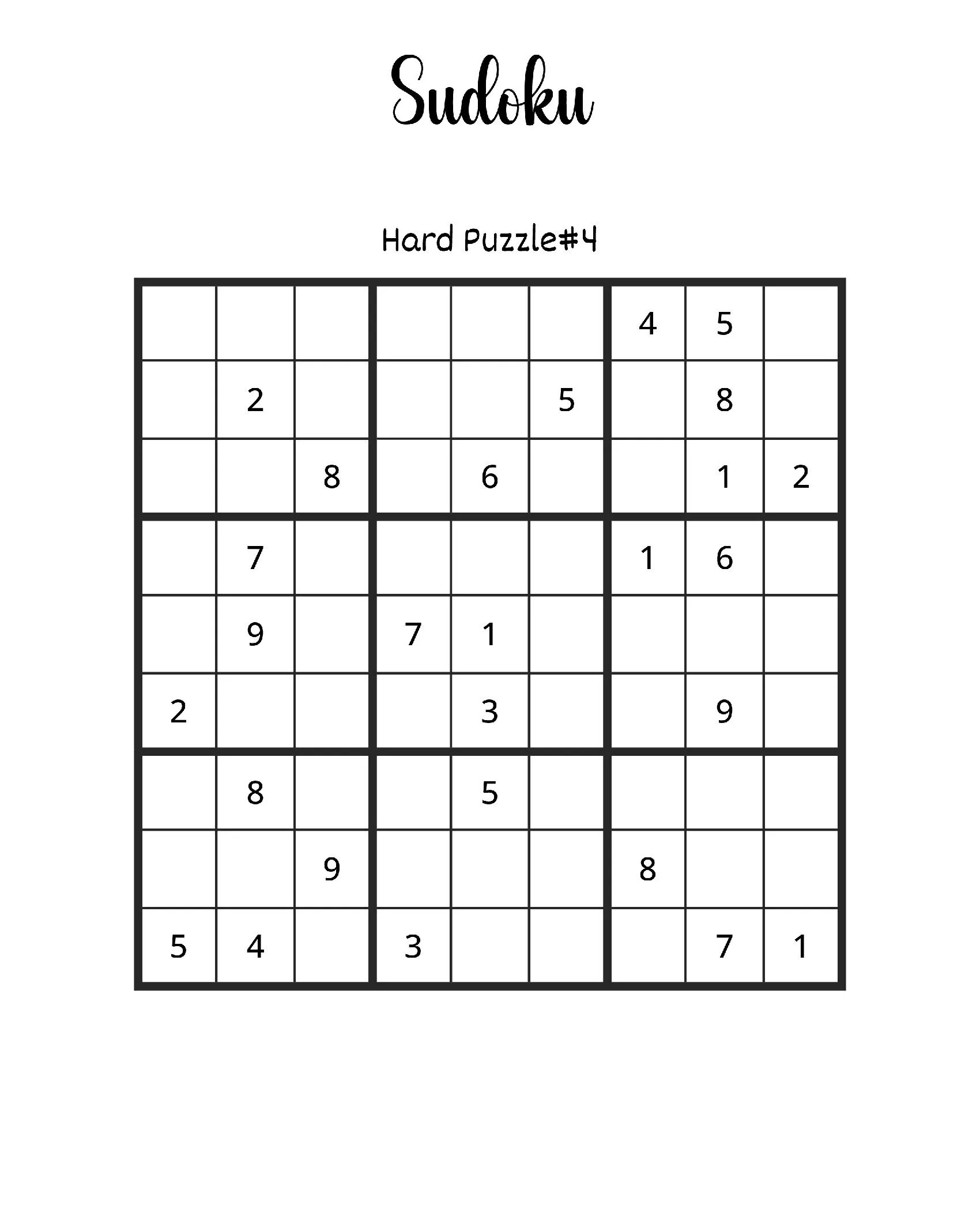 Sudoku para imprimir: Quebra-cabeça Difícil #4