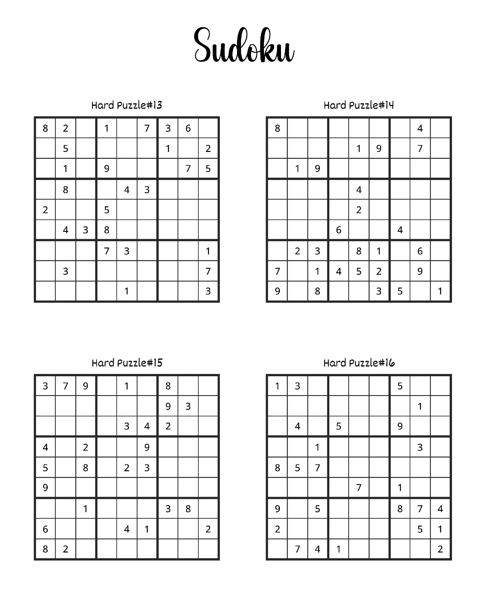 Sudoku para imprimir: quebra-cabeças difíceis para você