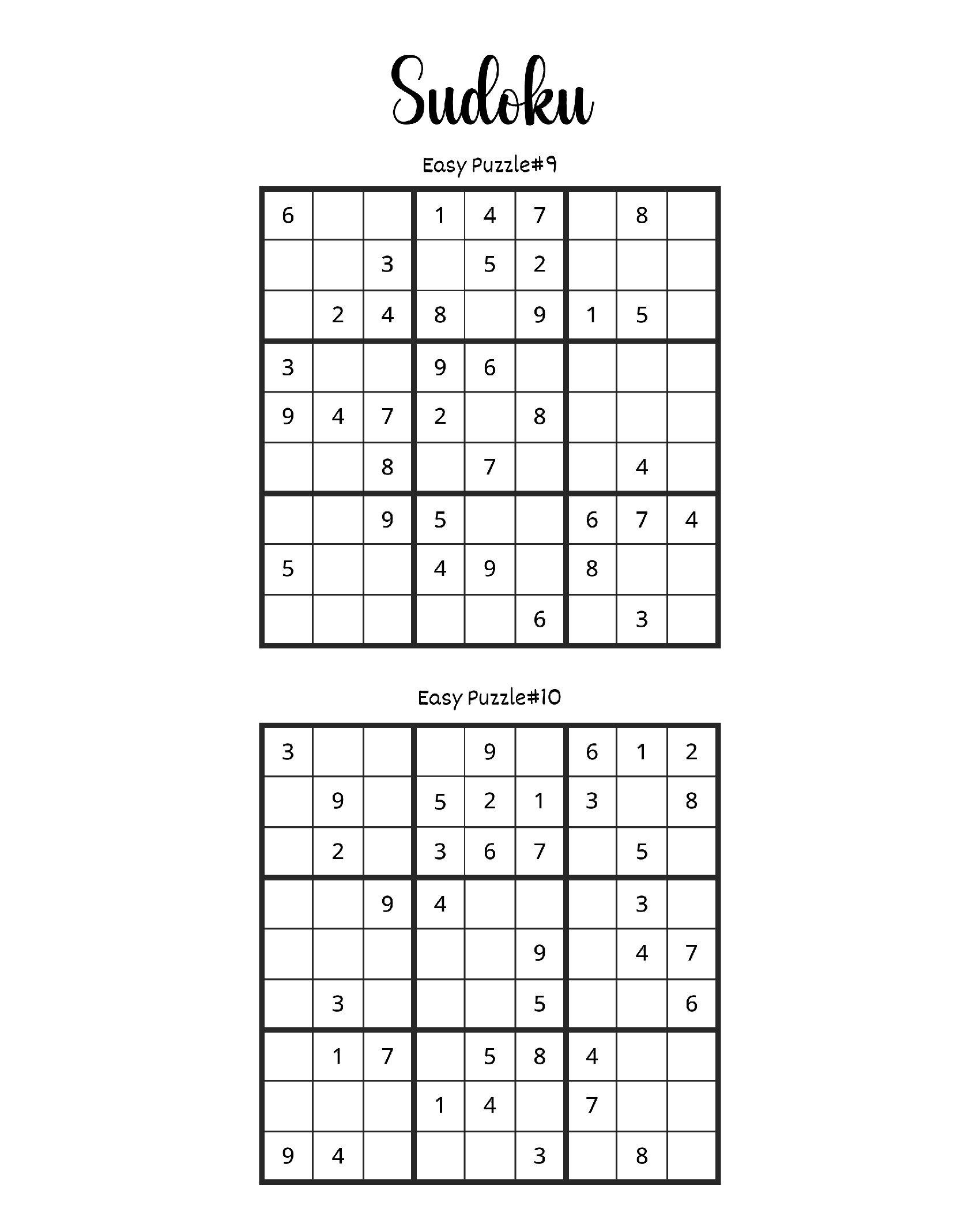 Sudoku para imprimir: Quebra-cabeças fáceis para diversão