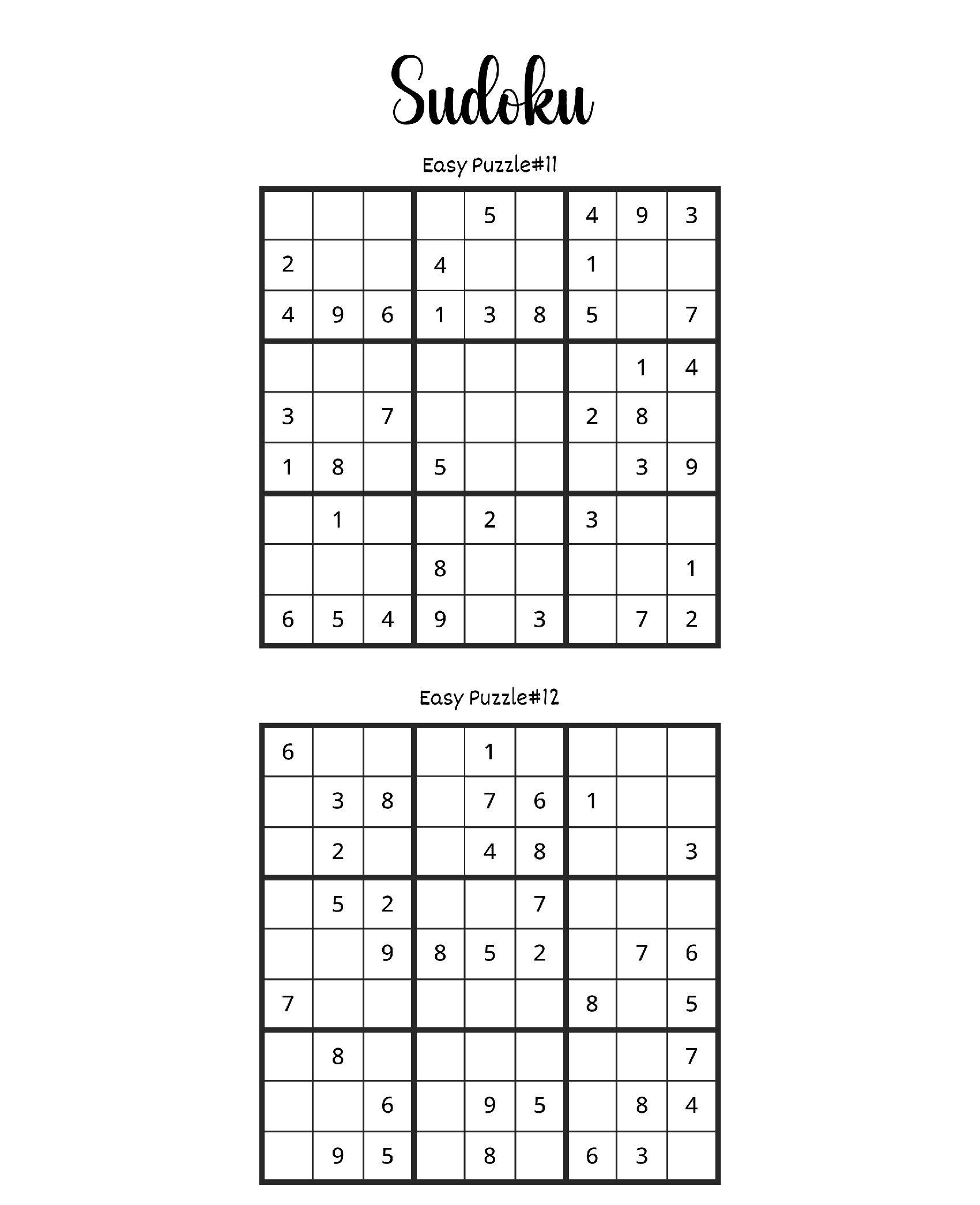Sudoku para imprimir: quebras-cabeças fáceis para diversão