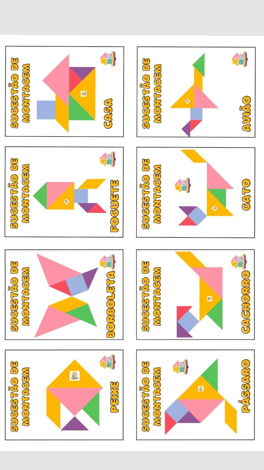 Sugestões de montagens com Tangram para imprimir