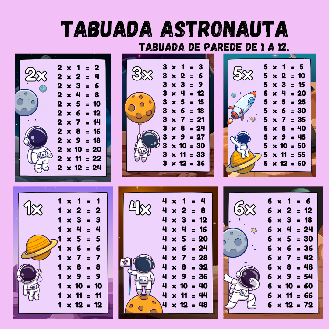Tabuada Astronauta para Imprimir e Aprender Divertido