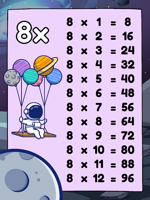 Tabuada do número 8 para imprimir com atividades divertidas