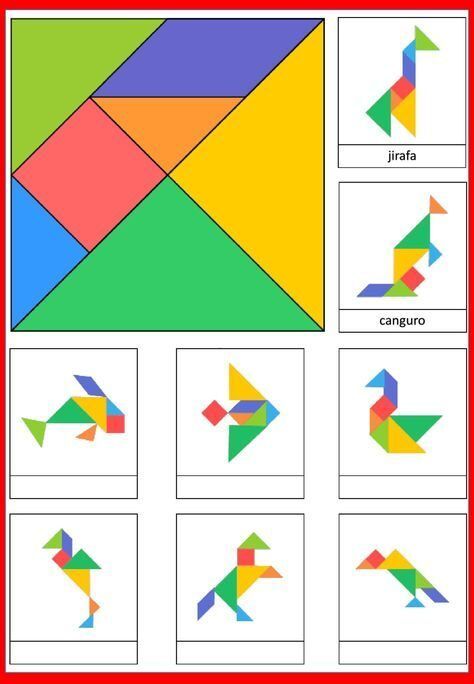 Tangram colorido para imprimir com figuras criativas
