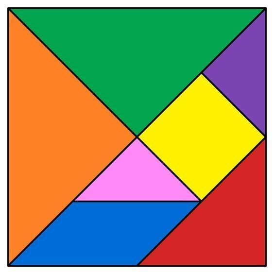 Tangram colorido para imprimir e explorar a geometria
