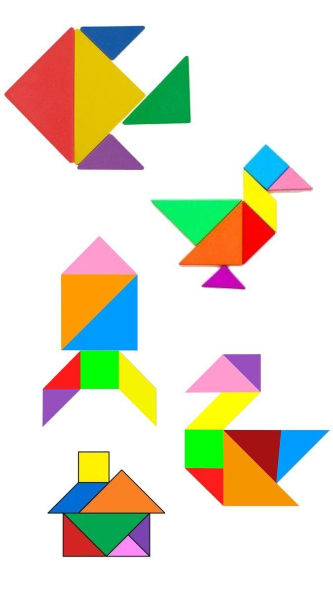 Tangram para imprimir com diversas figuras coloridas