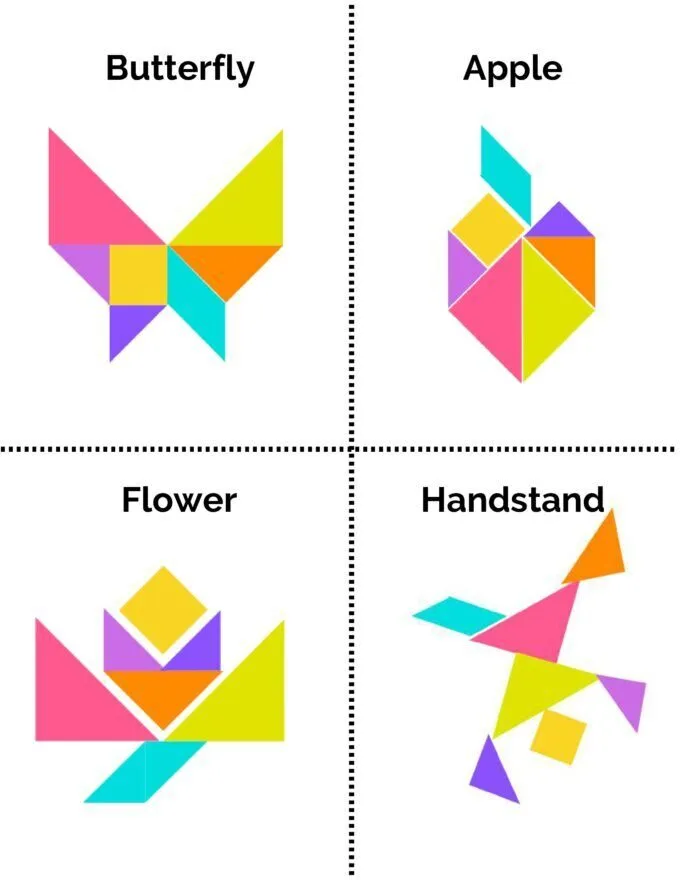 Tangram para imprimir com figuras coloridas e criativas
