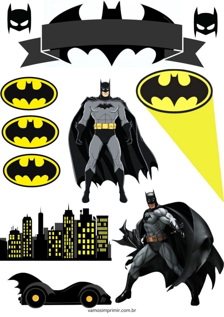 Topo de Bolo Batman para Imprimir e Decorar Festas