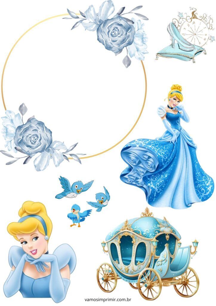 Topo de Bolo da Cinderela para Imprimir e Decorar