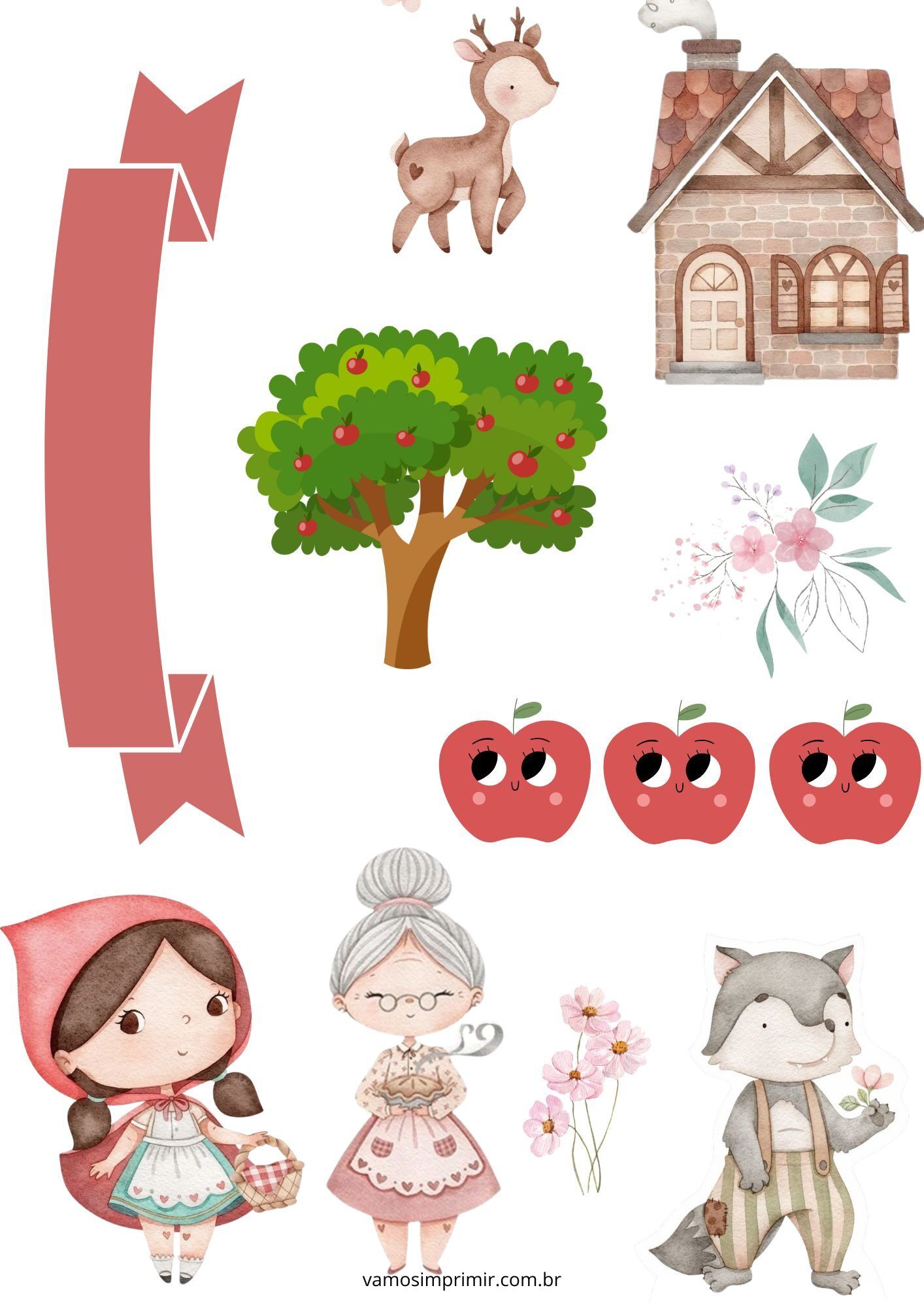 Topo de Bolo de Contos de Fadas para Imprimir