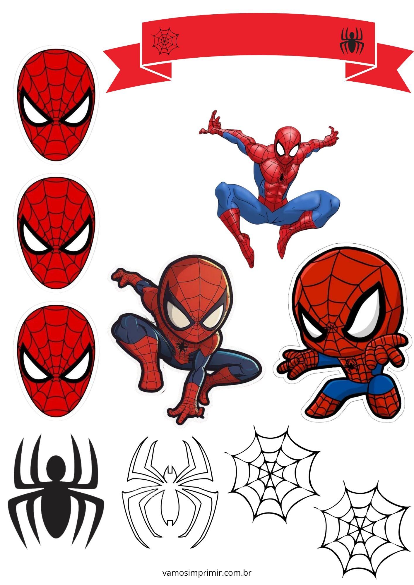 Topo de Bolo do Homem-Aranha para Imprimir
