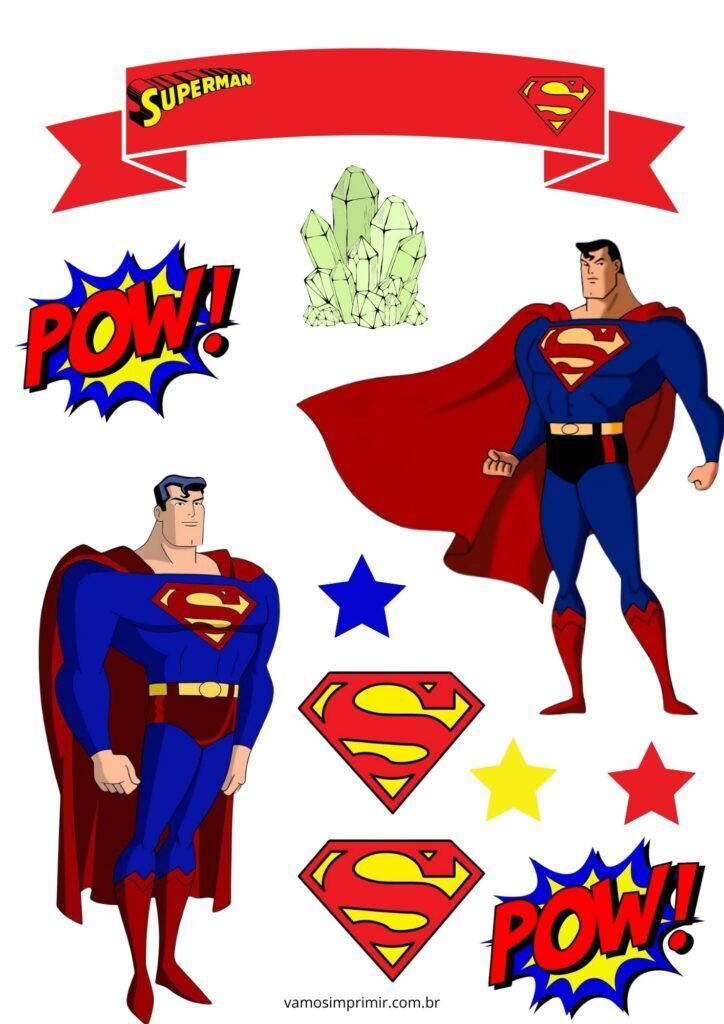 Topo de Bolo do Superman para Imprimir e Celebrar