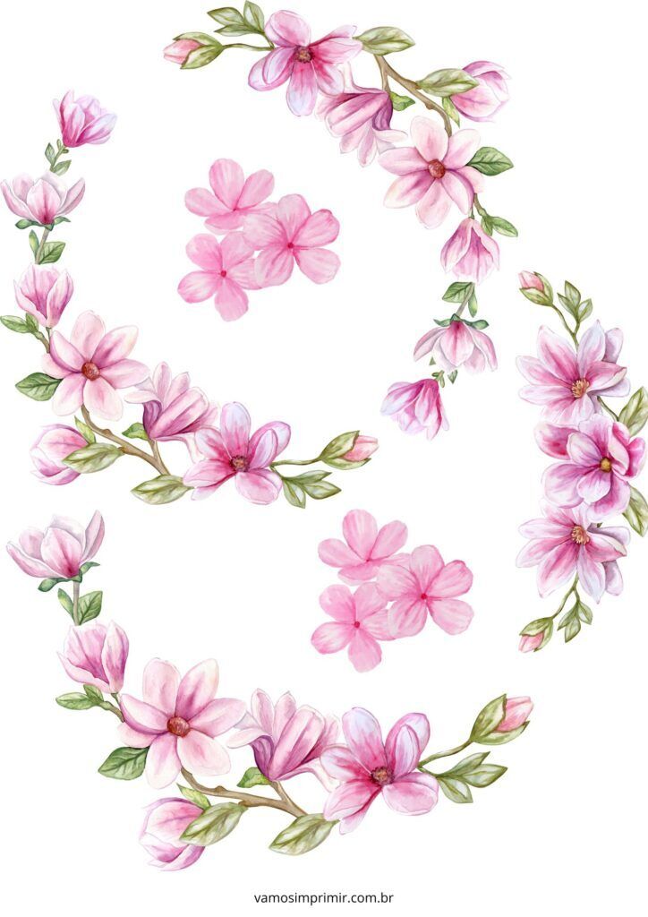 Topo de Bolo em Aquarela Rosa para Imprimir