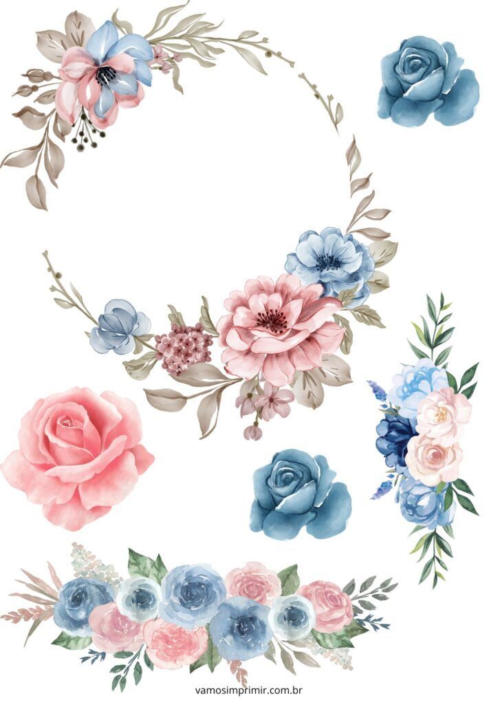 Topo de Bolo Florido para Imprimir e Decorar Festas