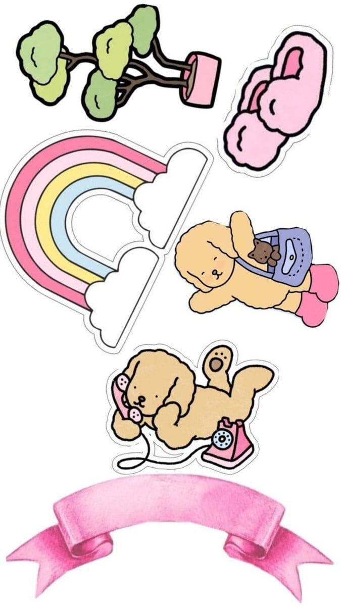 Topo de Bolo Fofo para Imprimir com Ursos e Nuvens