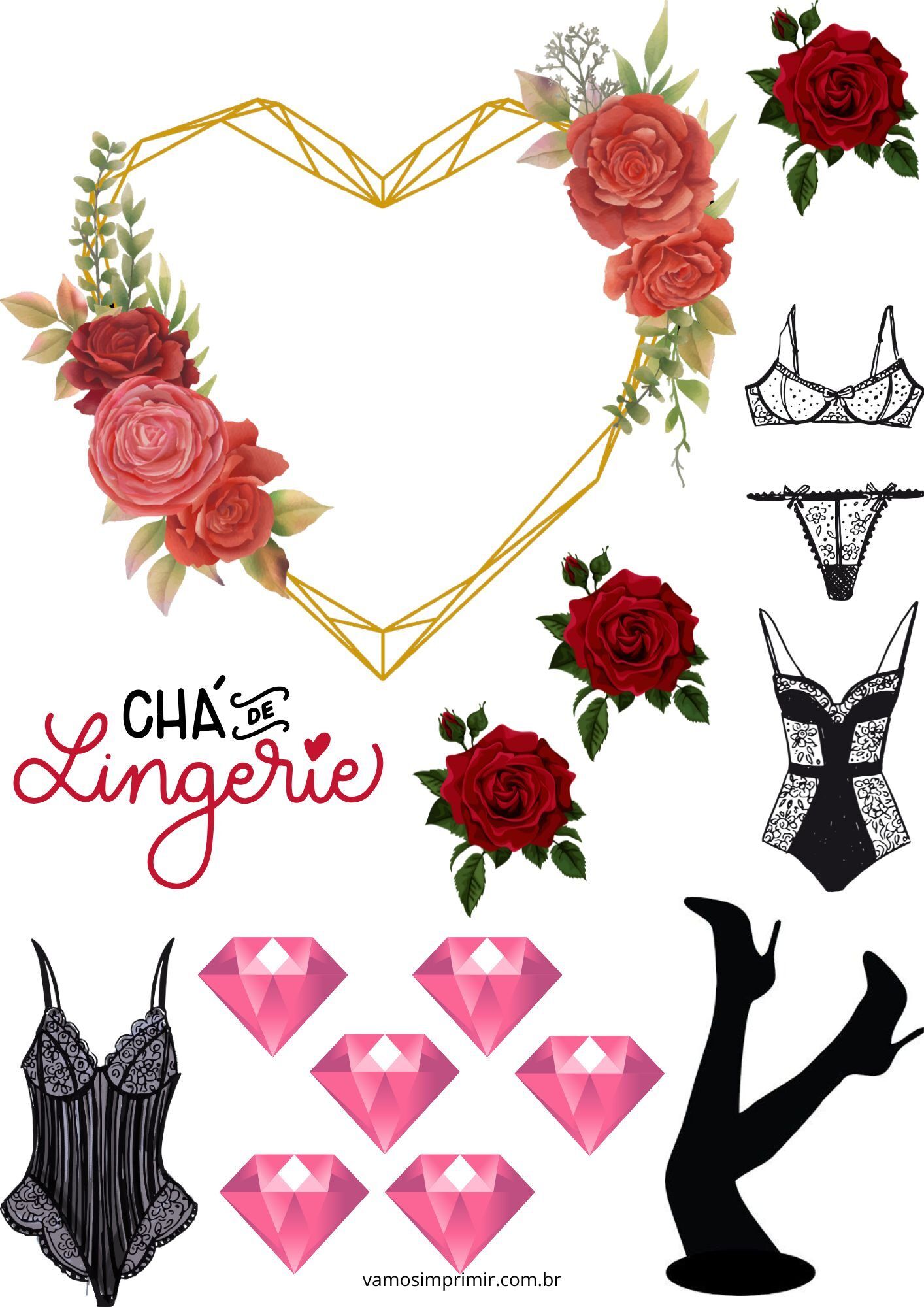 Topo de Bolo para Imprimir Chá de Lingerie com Amor