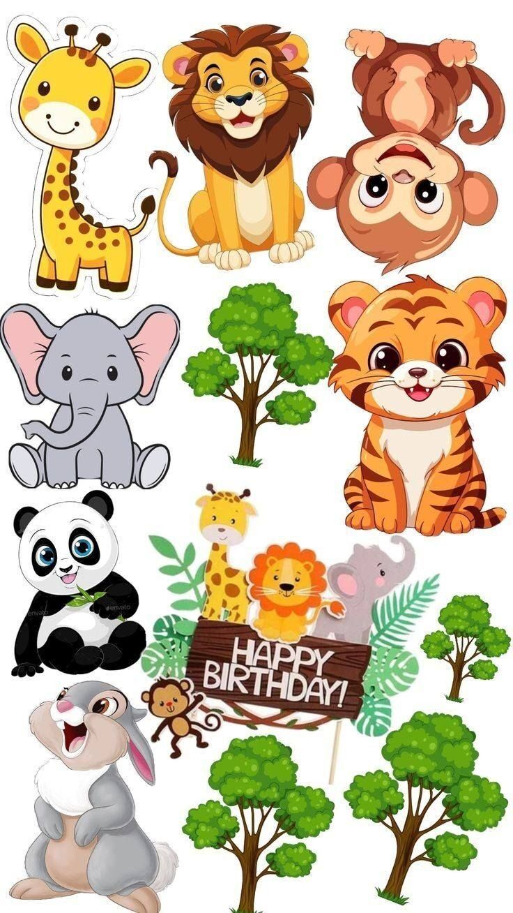 Topo de Bolo para Imprimir com Animais Fofos