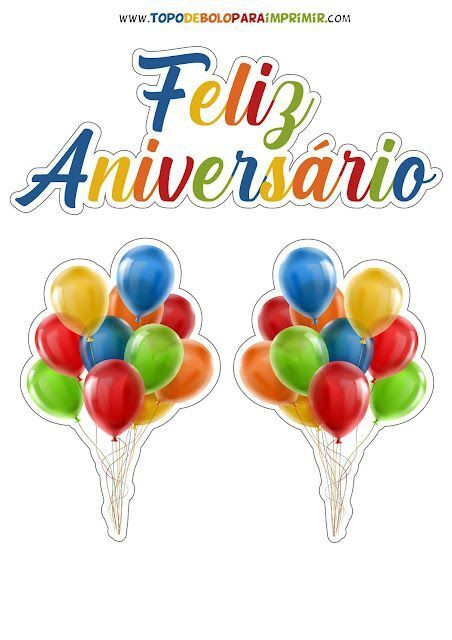 Topo de Bolo para Imprimir com Balões Coloridos