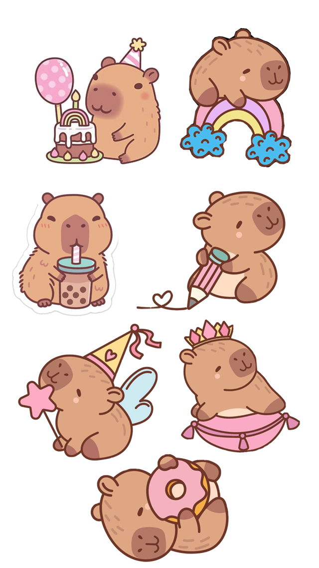 Topo de Bolo para Imprimir com Capivaras Fofas e Divertidas