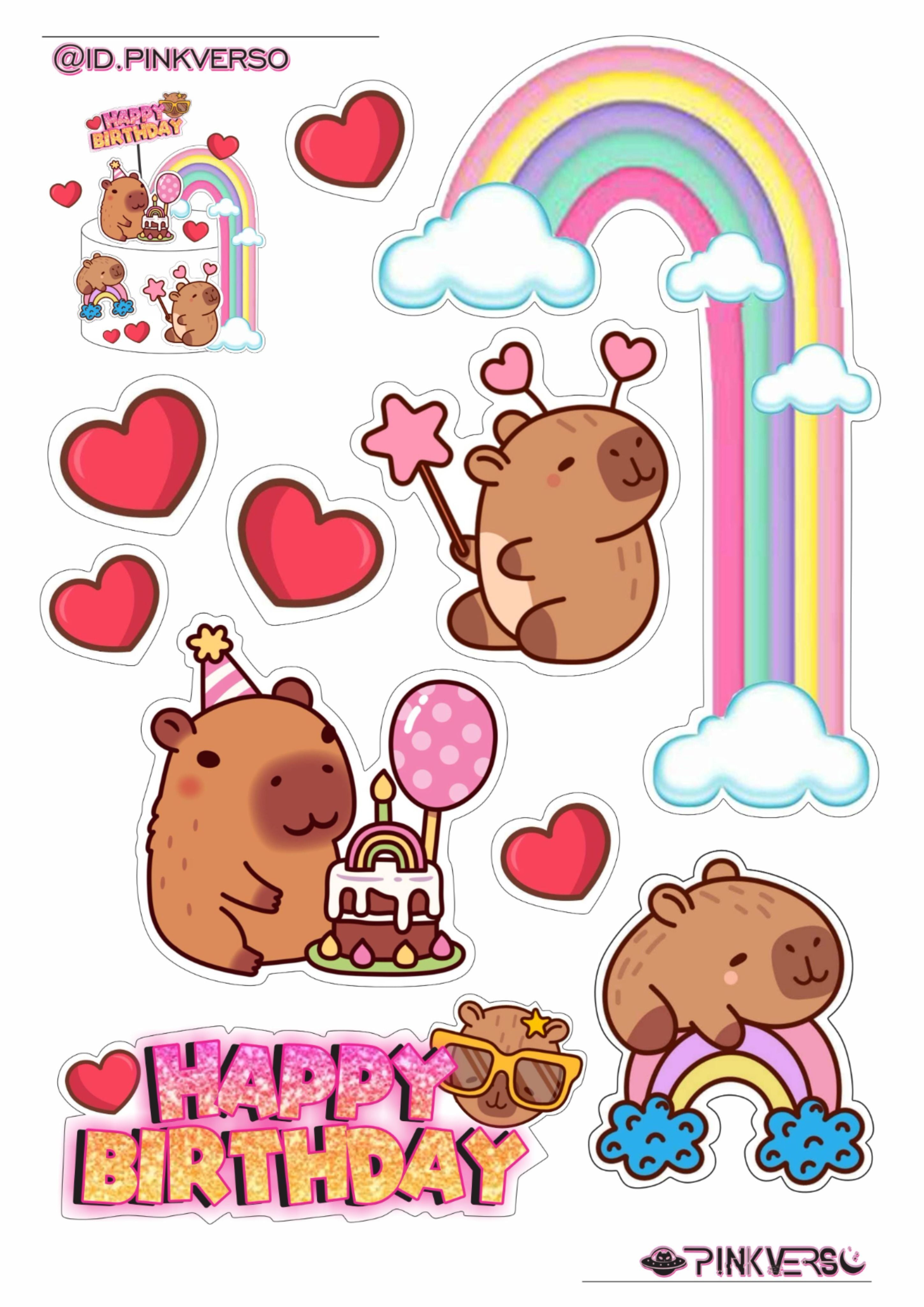 Topo de Bolo para Imprimir com Capivaras Fofas