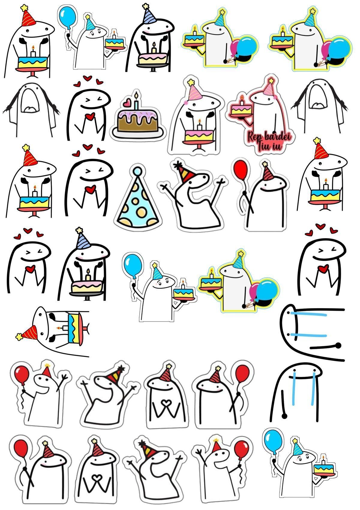 Topo de Bolo para imprimir com personagens festivos doodle
